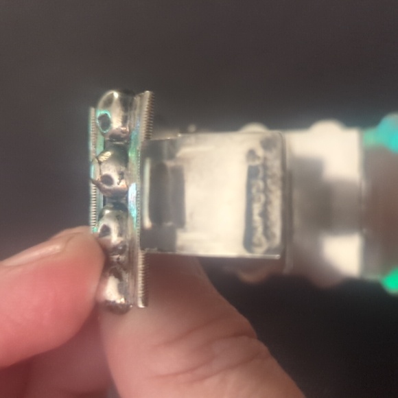 CHUNKY Vintage Mexican Sterling & Onyx Bracelet 1940s Brutalist - Picture 7 of 12